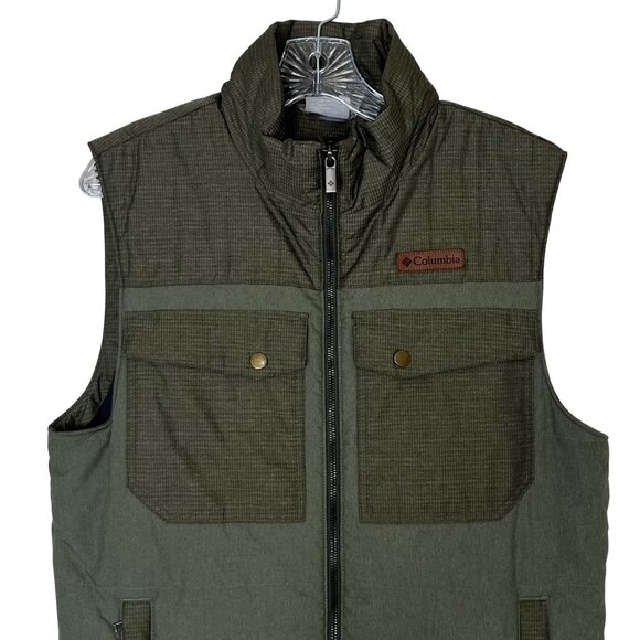 Columbia Full-Zip Insulated Vest Mens Small Green Pockets Outdoors - Picture 3 of 9